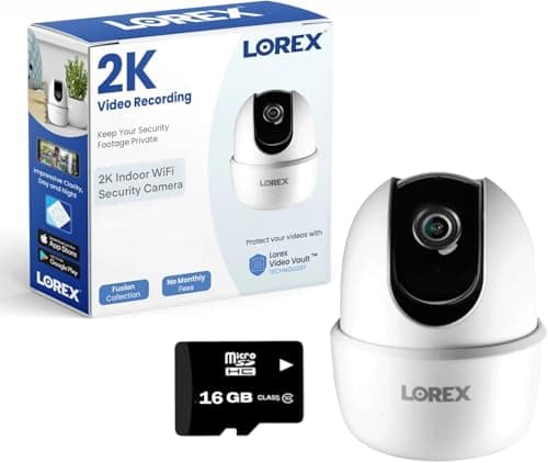 Lorex 4MP Pan & Tilt Indoor Smart Security Camera - Wireless 2K Wi-Fi Camera with Person Detection, Privacy Mode, 2-Way Talk, Smart Home Compatibility, 360° Pan/Tilt View - Free 16GB Micro SD