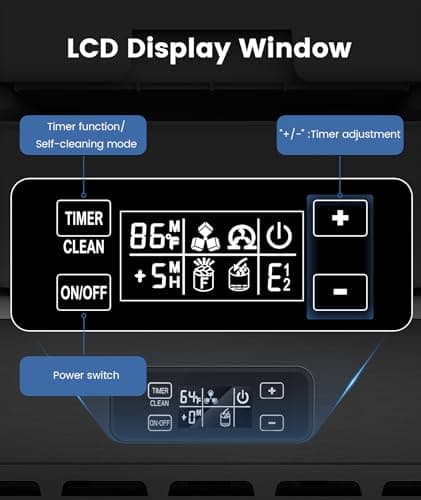 Electactic Nugget Ice Maker Machine, Under Counter Ice Machine,Stainless Steel Built-in Freestanding Ice Maker,66Lbs/Day,LCD Panel/Self-Clean/24H Timer,for Home Kitchen Office Bar Party 5