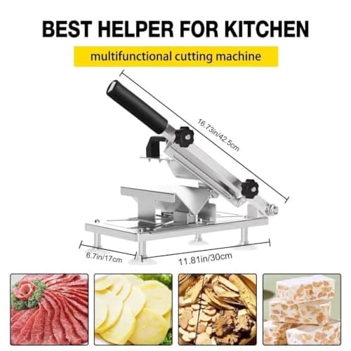 XDGGCSY Manual Frozen Meat Slicer Meat Cutter Upgraded Stainless Steel Meat Cleavers Beef Mutton Roll Slicing Machine Vegetable Meat Slicer for Home Cooking Hotpot Shabu 7