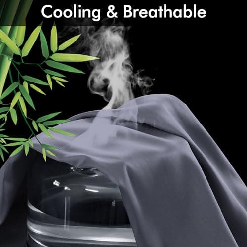 2 Pack Cooling Pillowcases for Hot Sleepers & Night Sweats, 400 TC Bamboo Viscose Pillow Protectors, Zippered Pillow Cases Queen Size, Breathable Silky Soft Pillow Covers, Dark Grey, 20x30 5