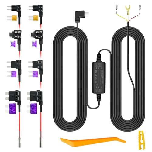 Multi-Function Dashboard Camera Hard-Wired Installation kit, Supports 24-Hour Parking Monitoring and Low Voltage Protection, USB-C, 5V (1A/3A) Suitable for All USB-C Interface Dash cams