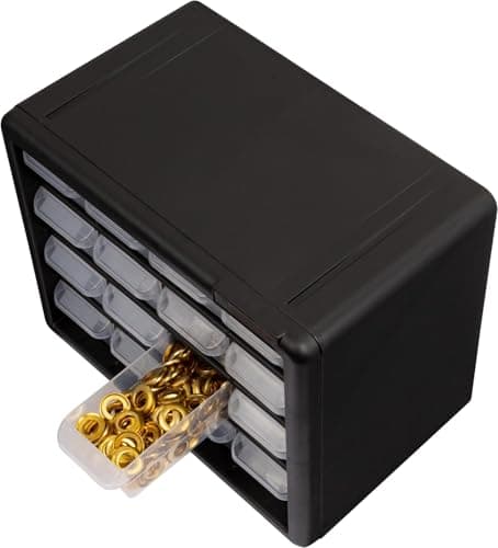 Akro-Mils 16-Drawer Plastic Drawer Storage Cabinet for Garage Organization, Beads, Makeup Organizer, Building Bricks Storage, Teacher Toolbox, 10-1/2" W x 6-1/2" D x 8-1/2" H, 10116 Black 15