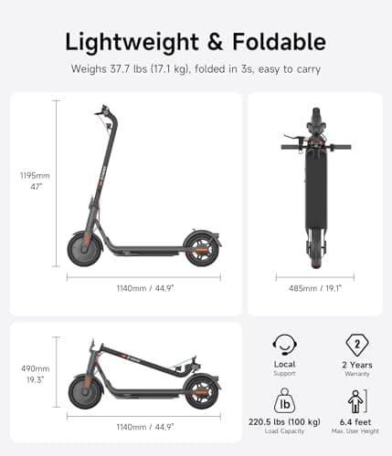 NAVEE V25 Electric Scooter Adults, Fast E Scooter, Motorized Scooter for Adults Teens with Suspension, Foldable Commuter Electric Scooters, 20Mph & 600W Power, 15 Miles Long Range,10" Fat Tire, 220Lbs 9