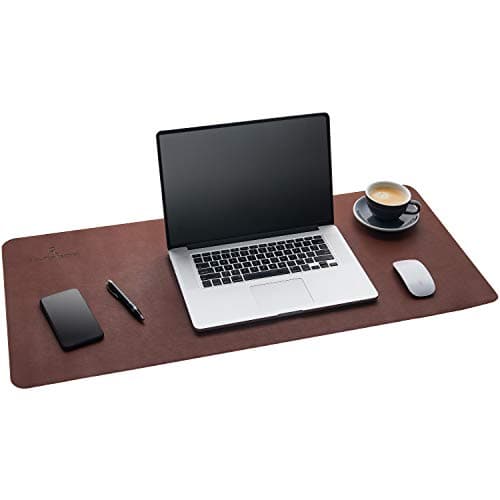 Gallaway Leather Desk Mat, Office Writing Desk Pad, Large 36" x 17" Dark Brown, for Top of Desks, Gift Ready Elegant Computer Desk Cover Protector PU Leather