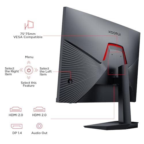 KOORUI Gaming Monitor, 27" 200Hz 1ms Fast IPS Computer Monitor, FHD HDR400 Display, 90% DCI-P3 Color Gamut PC Screen, Adaptive Sync, Ultra Slim Frame, VESA Mountable, HDMI 2.0, DP 1.4, G2711P 9