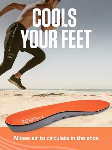 SOFSOLE ATHLETE Performance Men's Insoles - PU Foam & Gel Inserts - Heel-to-Toe Cushioning, Support, & Moisture Control, - Lightweight Comfort & Stability - Ideal for Runners, Walkers, Athletes 6