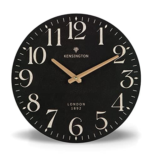 NIKKY HOME Farmhouse Black Wall Clock - 12 Inch Quartz Battery Operated Vintage Wooden Decorative Silent Analog Clock for Kitchen, Living Room, Bedroom, Office