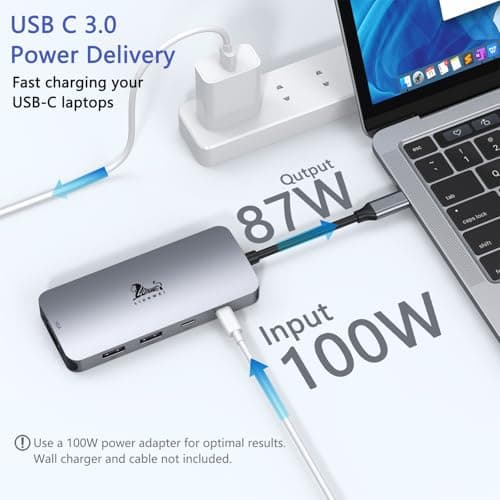 LIONWEI USB C Docking Station Dual Monitor, Laptop Docking Station 3 Monitors Quadruple Display with Dual 4K HDMI, DP, VGA, 100W PD, 3 USB C/A 2.0, Laptop Dock for Dell, Lenovo, HP, Surface 5