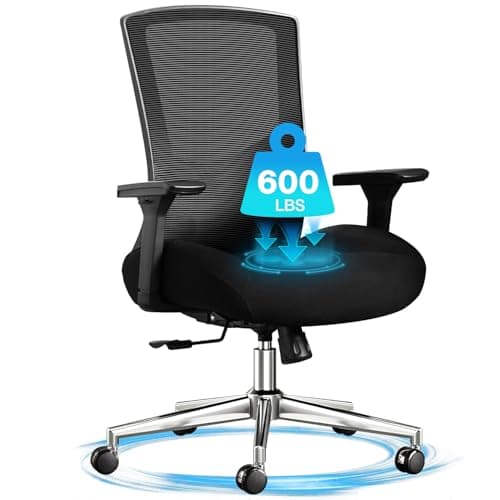 Big and Tall Office Chair with Widen 3D Cushion for Adult Heavy Duty Mesh Chair with 4D Armrests and Adjustable Lumbar Support Office Desk Chair for Reading, Gaming 8 Hours daliy Work
