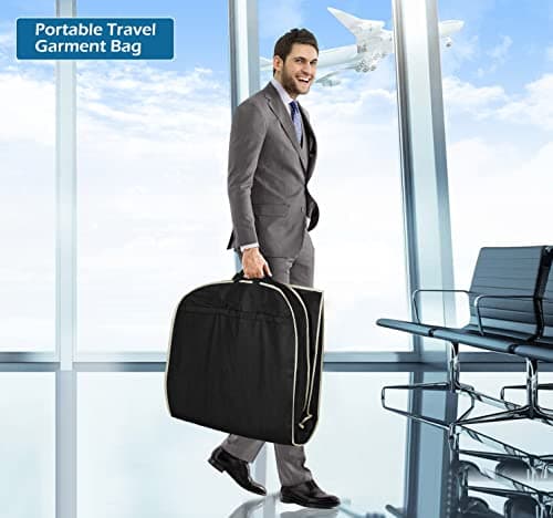 MISSLO 43" Gusseted Travel Garment Bag with Accessories Zipper Pocket Breathable Suit Garment Cover for Shirts Dresses Coats, Black 6