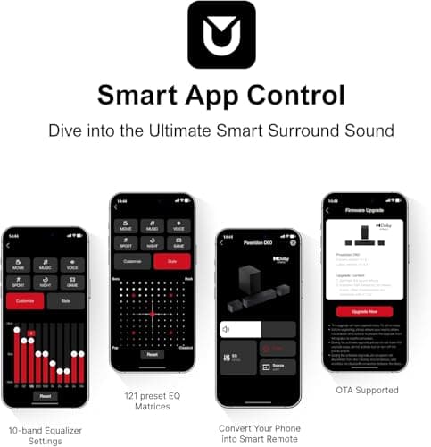 ULTIMEA 5.1 Sound Bar for Smart TV, with Dolby Atmos, 410W Peak Power, Surround Sound System for TV, Wireless Subwoofer Bass Boost, Surround Adjustable, APP Control, Poseidon D60(New 2025 Model) 8