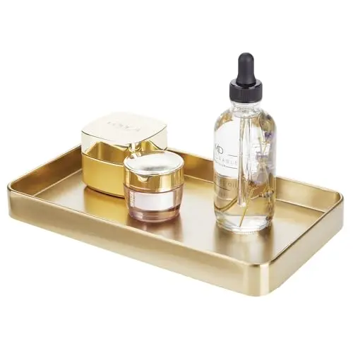 iDesign Steel Vanity Tray for Bathroom Organization and Storage - Soft Brass
