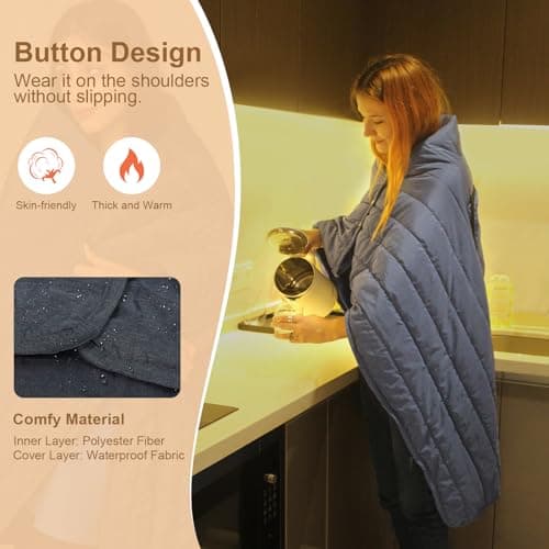 Goallim Portable USB Heated Blanket, Battery Powered Heating Blanket with 3 Heat Settings, 3 Hours Auto Off Wearable Heated Portable Blankets with Overheat Protection(Battery Pack Not Included) 6