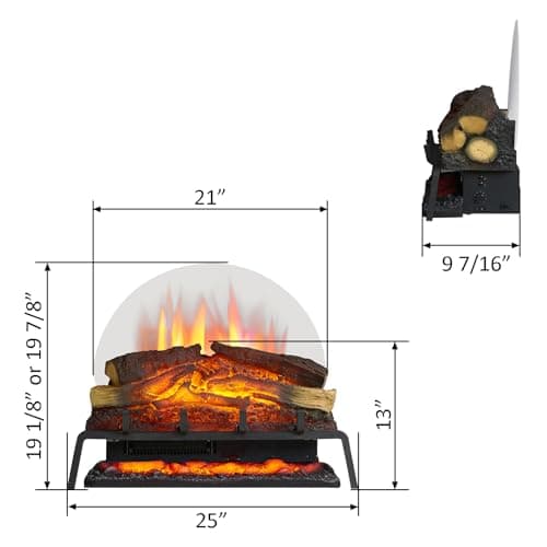 LegendFlame 25" W Free Standing Electric Fireplace Log Set (EF484), Fireplace Insert, Heater 750W/1500W, Crackling Sound, Remote Control… 5
