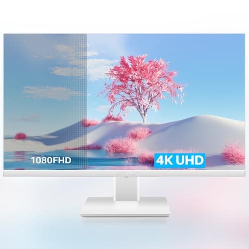 Thinlerian 27 Inch 4K UHD 3840 x 2160 Computer Monitor, IPS Display, Ultra-Thin Bezel, HDMI, DisplayPort, VESA, Build-in Speakers, PC Monitor for Design, Work, Gaming, White 2
