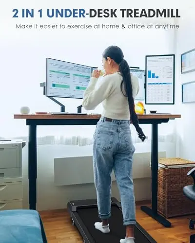 Incline Walking Pad Treadmill 265 lb Capacity, Under Desk Treadmill for WFH, Voice Controlled Small Desk Treadmills Work with KINOMAP Apple Health, Portable Treadmills for Home,Office, Apartment 7