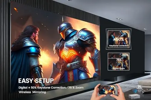 Short Throw Mini Projector AAXA SLC450 Native 1080P Portable 4K Support 5G WIFI Bluetooth 5.0 RGB LEDs Android Onboard for Art Tracing, Sketcher Projector, Cake Decoration Projector 7