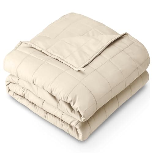 Bare Home Weighted Blanket Twin or Full Size 10lb (40" x 60") - All-Natural 100% Cotton - Premium Heavy Blanket Nontoxic Glass Beads (Sand, 40"x60")