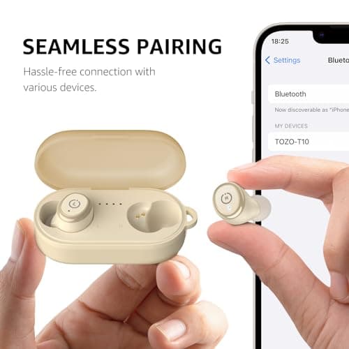 TOZO T10 Wireless Earbuds Bluetooth 5.3 Headphones, App Customize EQ, Ergonomic Design, 55H Playtime, Wireless Charging Case, IPX8 Waterproof Sound in-Ear Headset, New Version 8