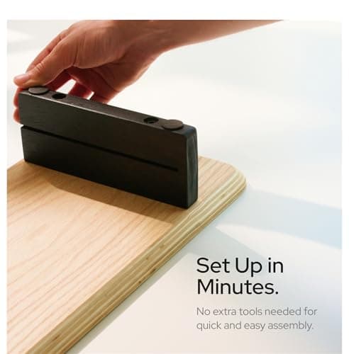 KIVY Dual Monitor Riser With Integrated Metal Shelf [MADE BY HAND] - Wooden Desk Shelf for 2 Monitors - Wide Long Stand for Desk (44 x10x3in - Oak) 5