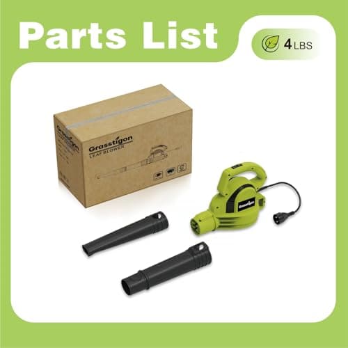 Grasstigon Electric Leaf Blower Corded, 7-Amp, 390CFM/ 210MPH, 2 Speed Modes, Powerful Lightweight Handheld Blowers for Lawn Care, Patio, Leaves, Dust, Snow (Green) 9