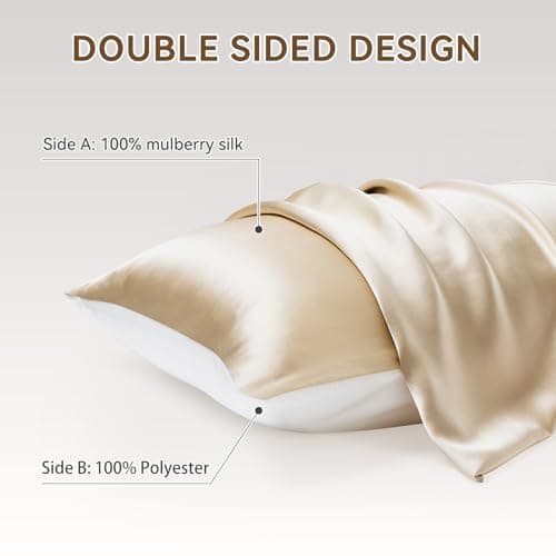 Warmstar Silk Pillow Case for Hair and Face, Mulberry Silk Pillow case Standard Size with Envelope Closure,22 Momme Single Sided Silk Pillowcase, Gifts for Anyone, 20x26 Inches,Champagne(1 PCS) 5