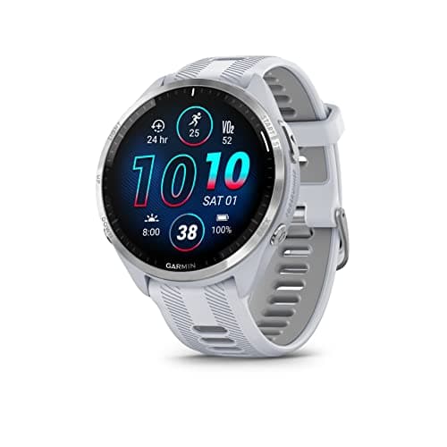 Garmin Forerunner 965 Advanced GPS Multisport Touchscreen Smartwatch, Whitestone, Heart Rate Monitor, On-Device Workouts, Up to 13 Day Battery Life w/Signature Series Power Bundle 9