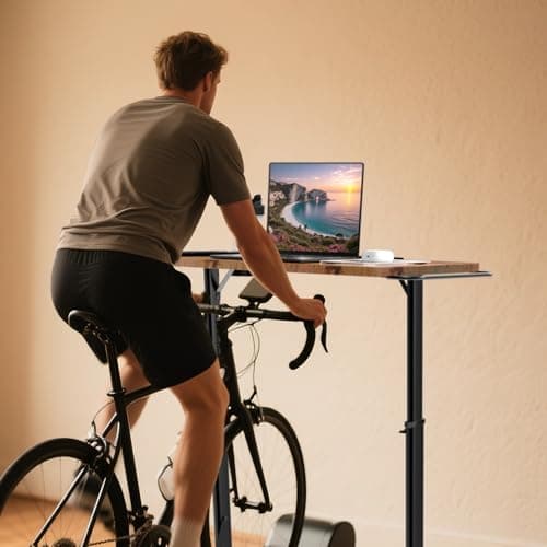 Adjustable Treadmill Walking Pad Desk, for Bike/Cycling Trainer, Workstation Standing Desk, Trainer Stand Table for Indoor, Treadmill Attachment-Exercise While Working or Watching TV, Rustic Brown 6