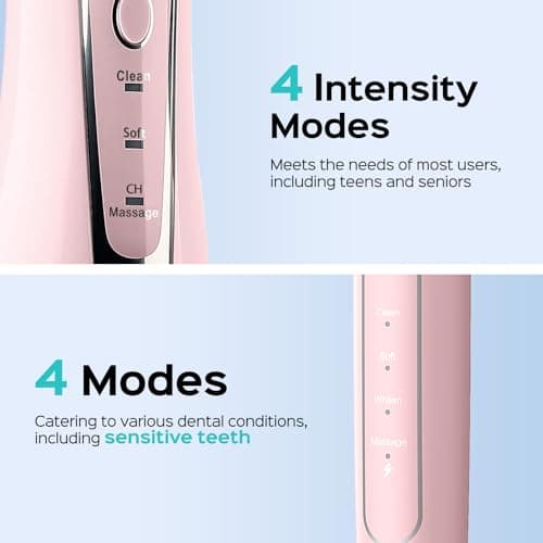 COSLUS C20 & C41 Portable Water Flosser with Electric Toothbrush Combo: 2-in-1 Oral Clean Kit for Teeth, Braces, Gums Care - Brushing & Flossing for Adults, Family, Travel Use, BPA-Free, Pink 8