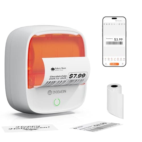 InkWon B21 Label Maker Machine with Tape, 2-Inch Wide Waterproof Tape, Bluetooth Portable Label Maker for Small Business, Office, Home, School Organization