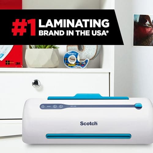 Scotch PRO TL906 Thermal, Laminator Machine, 1 Laminating Device, White/Blue, Laminate Recipe Cards, Photos, Documents, for Home, Office, or School Supplies, 9 in 6