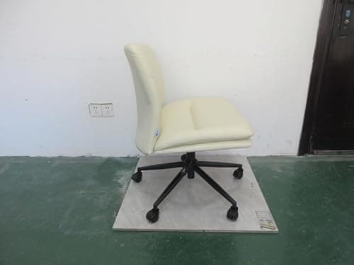 NYPOT Criss Cross Chair with Wheels - Cross Legged Office Chair, Wide Armless Desk Chair Comfy Swivel Vanity Chair for Home Office, PU Leather - Beige, Large