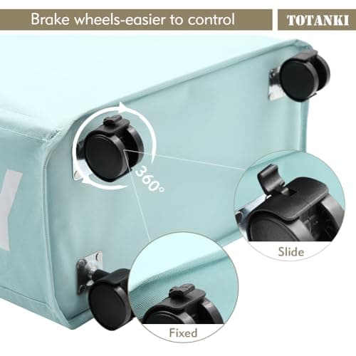 TOTANKI 25" Rolling Slim Laundry Basket on Wheels, Foldable Laundry Hamper with Handle, Collapsible Laundry Sorter and Organizer, Tall Storage Basket Bin (Light Blue) 6