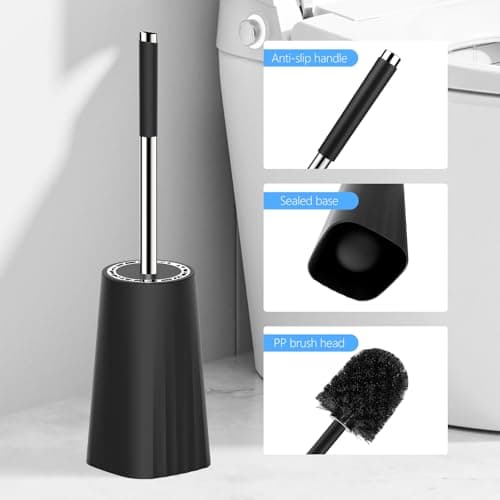 SetSail Toilet Brush, Compact Size Toilet Bowl Brush and Holder Toilet Brushes for Bathroom with Stainless Steel Handle Toilet Cleaner Brush with Durable Scrubbing Bristles, Splash-Proof 7