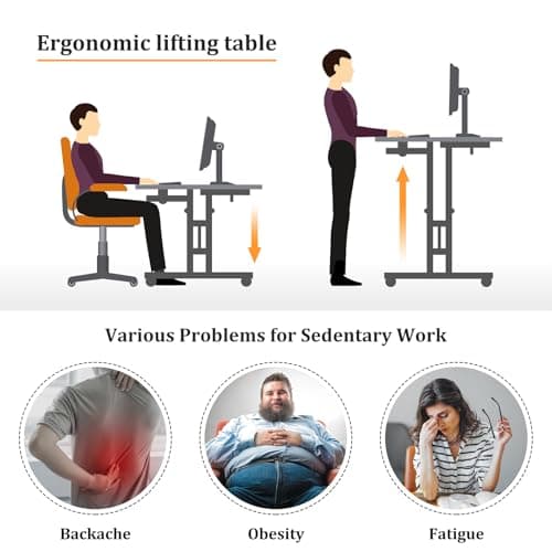 Enayplon Small Standing Desk with Wheels, Mobile Stand Up Desk, Portable Standing Table on Wheels for Walking Pad, Rolling Computer Desk Adjustable Height, Tall Table 5