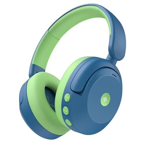 iClever BTH20 Active Noise Cancelling Headphones for Kids, 60H Play Time,Type C Fast Charging, Safe Volume 80dBA, Bluetooth5.4, Award-Winning Kids Headphones Wireless for iPad Tablet Airplane, Blue