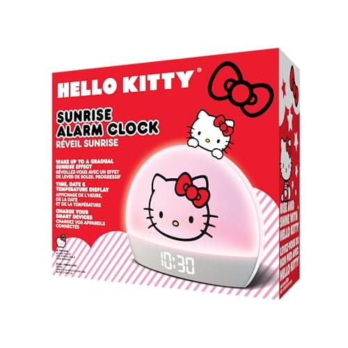 Hello Kitty Sunrise Alarm Clock - Multicolor Lights, USB Charging, LED Display, and Snooze Function 6