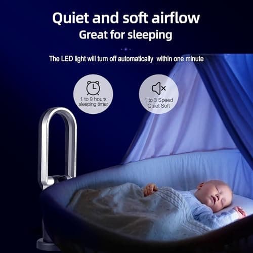 Ocean Loong Bladeless Tower Fan with Air Purifier - Oscillation & Tilt Head - Quiet Cooling Fan for Bedroom Home Office 9 Speeds 9Hours Timer and Remote Control (Black, 29”) 8