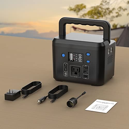 200W Portable Power Station, Powkey 120Wh/33,000mAh Power Bank with AC Outlet, 110V 6 Outputs Solar Generator External Battery Pack with LED Light for Home Use and Outdoor Camping 8