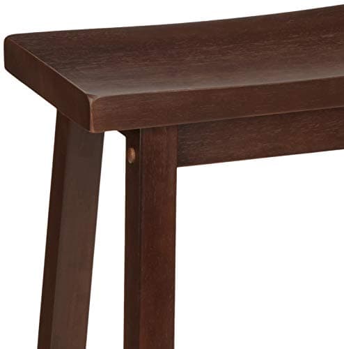 Amazon Basics Solid Wood Saddle-Seat Counter Height Bar Stools for Kitchen Island with Footrest, 24-Inch Height, Walnut, Set of 2 7