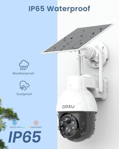 aosu Solar Camera Security Outdoor - Security Cameras Wireless Outdoor with 360° Panoramic View, Human Auto Tracking, 2K Night Vision, Compatible with Alexa/Google Assistant (2 Pack) 7