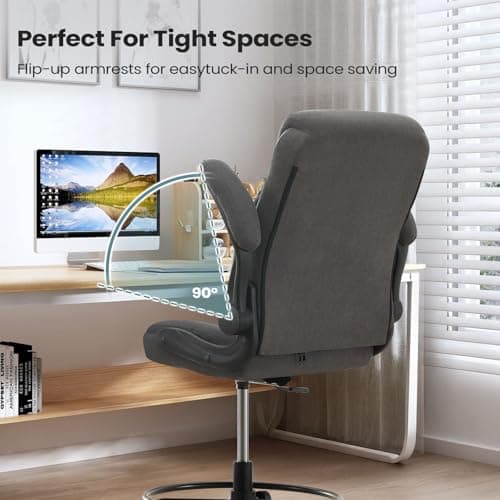 MAHOMICO Drafting Chair for Standing Desk – Tall Office Chair with Adjustable Height & Foot Ring, Flip-Up Arms, Lumbar Support – Comfortable Fabric Seat, Ideal Home Desk Chair 9