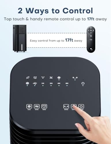 CENSTECH 4-IN-1 Portable Air Conditioners, Evaporative Air Cooler w/4 Modes & 3 Speeds, 15H Timer for Smart Auto-off, 2-Gal Tank for 20H Cooling,17FT Remote,No Hose Needed,120°Oscillating Swamp Cooler 5