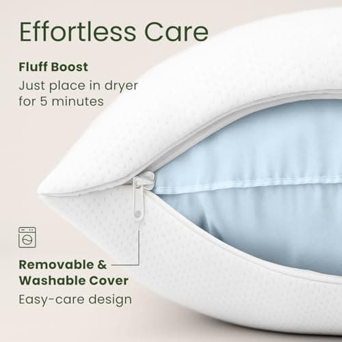 Memory Foam Pillows Queen Size Set of 2 - Cooling Bed Pillows for Sleeping - Back, Stomach, Side Sleeper Firm, Comfy Cool Shredded - 2 Pack, Rayon Derived from Bamboo 7