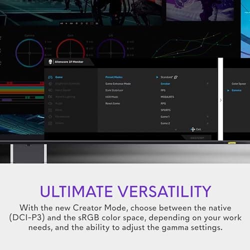 Alienware AW2723DF Gaming Monitor - 27-inch (2560 x 1440) 240Hz Display (DP 1.4), 1ms Response Time, NVIDIA G-Sync, Preset OSD Modes, Height/Tilt/Swivel/Pivot Adjustability - Lunar Light 13