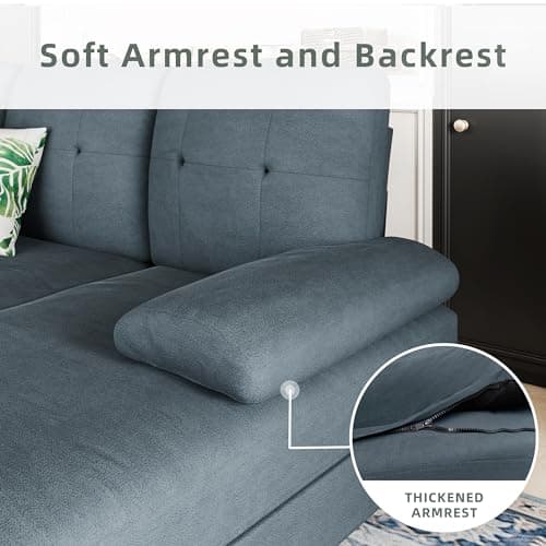 Shintenchi Sectional Sofa Couches for Living Room, U-Shaped Sofa Couch with Double Chaise, 4-Seat Sleeper Sofa Couch with Sofa Cushion & Linen Fabric for Living Room, Grey 5