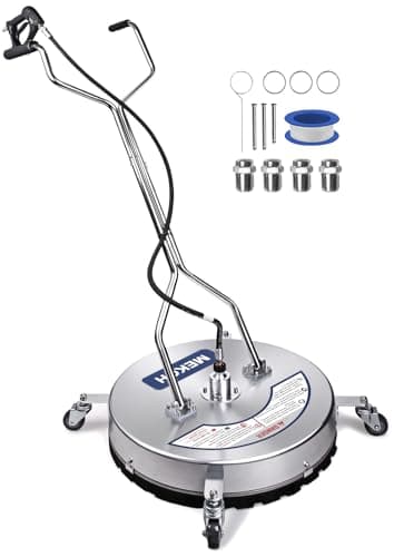 MEKOH Pressure Washer Surface Cleaner 22'', 4500PSI Stainless Steel Surface Cleaner Attachment with Wheels, Power Washer Accessory for Driveway Sidewalk Curb Deck Patio Cleaning, 3/8'' Quick-Connect