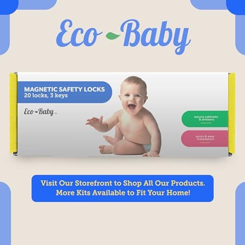 Magnetic Cabinet Locks for Babies (20 Pack Locks with 3 Keys), Eco Baby Baby Proofing Cabinet Locks, Child Locks for Cabinets Drawers Doors, Easy Installation No Tools Required 9