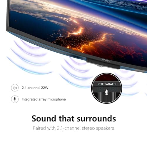 INNOCN 49" 49Q1S OLED Curved Gaming Monitor 5120 x 1440p 240Hz, 0.03ms, USB Type C 90W, HDMI 2.1, DisplayPort, USB Hub, Surrounding Speakers, Adaptive-Sync, Height Adjustable Stand, Black 9