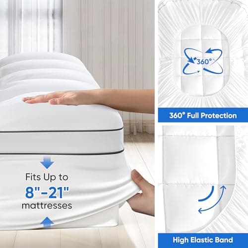 Memory Foam Mattress Topper Dual Layer 4 Inch Queen Size, 2 Inch Cooling Gel Memory Foam Plus 2 Inch Down Alternative Pillow Top Mattress Pad Cover with 8-21 Inch Deep Pocket 5